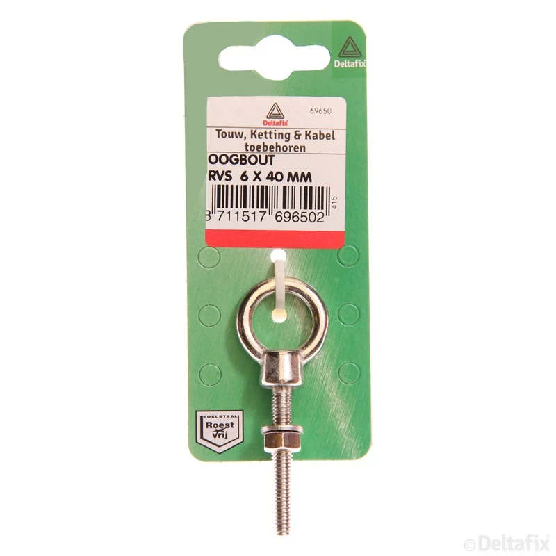 Deltafix oogbout RVS 6x40mm