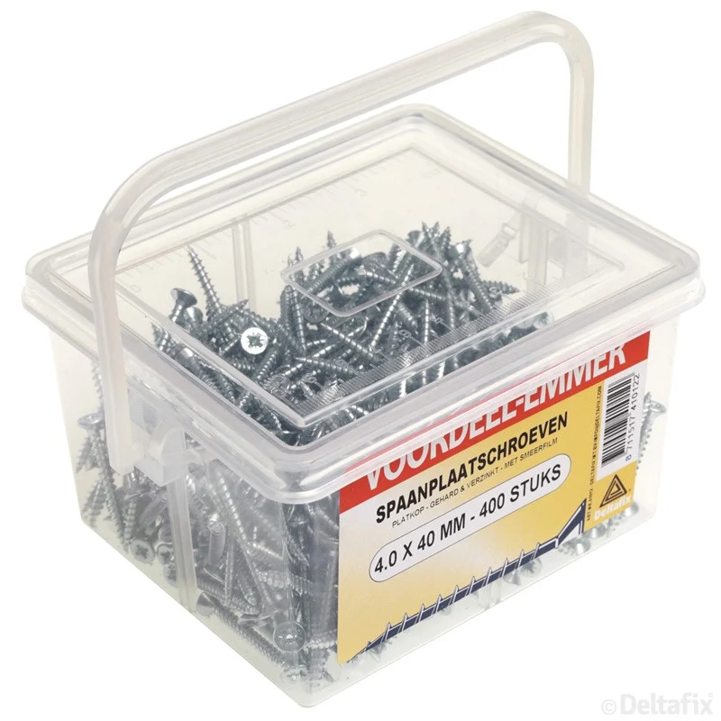 Deltafix spaanplaatschroef platkop 4x40mm 400st