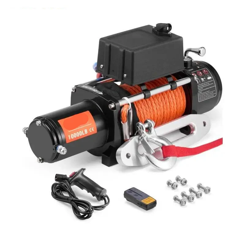 Elektrische Lier - Takel - Winch - Touwtakel - 10000lbs - Hoge Trekkracht – Synthetisch Touw – Draadloze & Bedrade Bediening – Waterdicht – Afstandbediening - Geschikt voor Off-Road, SUV & Towing