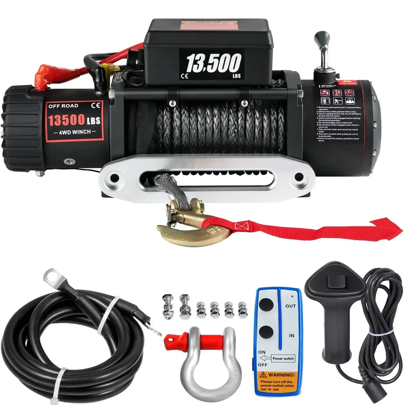 Elektrische Lier - Takel - Winch - Touwtakel - Hoge Trekkracht – Synthetisch Touw – Draadloze & Bedrade Bediening – Waterdicht – Afstandbediening - Geschikt voor Off-Road, SUV & Towing
