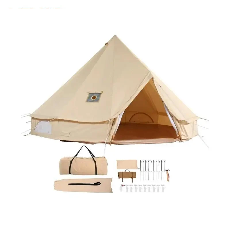 Canvas Bell Tent - Tent - Pop up tent- Kampeertent - 3M Diameter - 4-Seizoenen Gebruik – Ademend & Waterdicht – Inclusief Kachelopening – Geschikt voor Kamperen & Outdoor