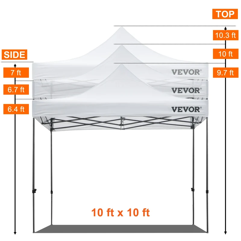 VEVOR 10x10 Pop Up Canopy Tent Outdoor Ten with Removable Sidewalls and Wheeled Bag Instant Portable Shelter for Parties Camping