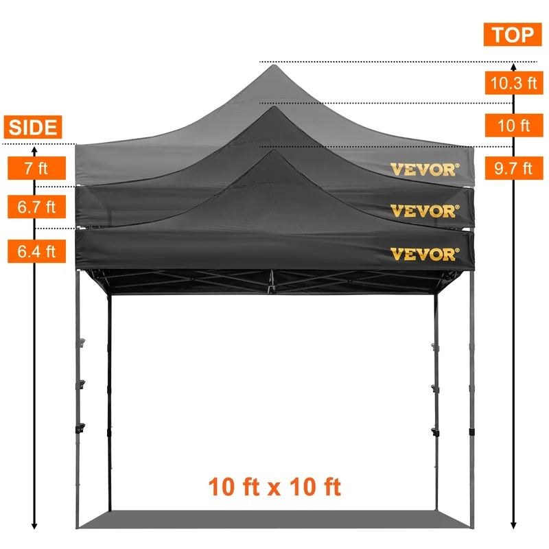 VEVOR 10x10 Pop Up Canopy Tent Outdoor Ten with Removable Sidewalls and Wheeled Bag Instant Portable Shelter for Parties Camping