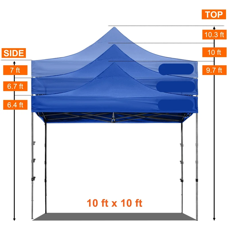 Canopy Tent - Tent - Pop up tent - Partytent - Paviljoen - 10x10ft – Partytenten - Waterdicht & UV-bescherming – Verwijderbare Zijpanelen – Inclusief Wheeled Bag - Blauw