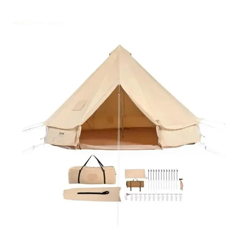 Canvas Bell Tent - Tent - Pop up tent- Kampeertent - 5M Diameter – Type B - Tipi tent - 4-Seizoenen Gebruik – Ademend & Waterdicht – Inclusief Kachelopening – Geschikt voor Kamperen & Outdoor