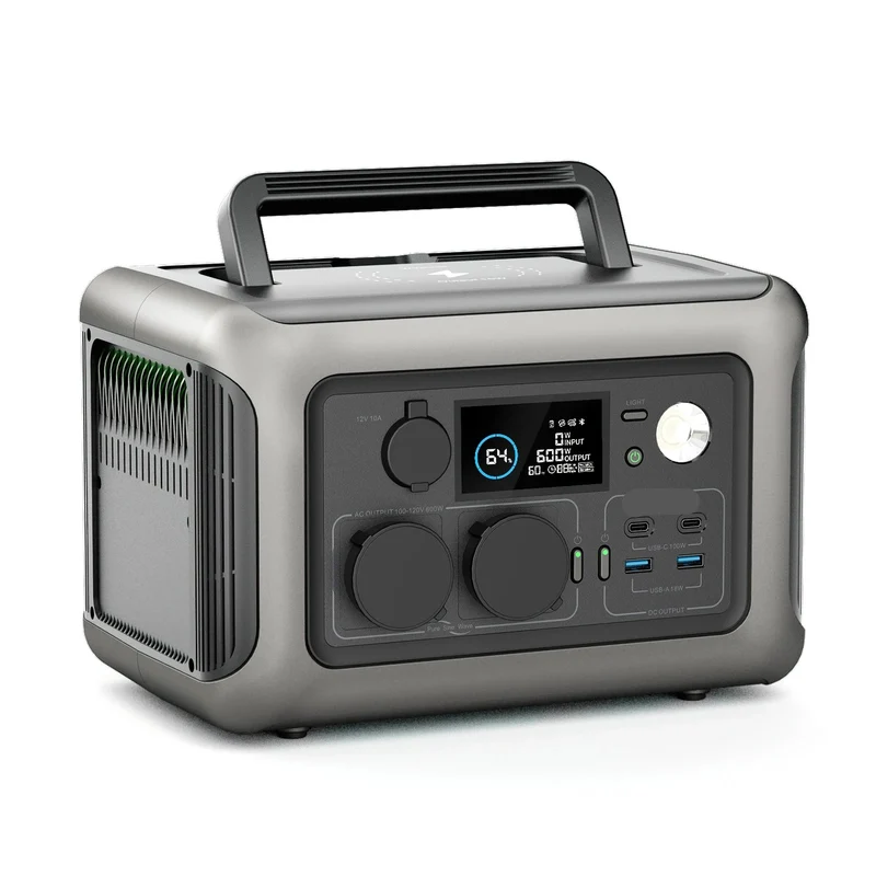 Draagbare Powerstation - Powerbank - Stroomgenerator - Generator - 600W Vermogen – Generatoren - 299Wh LiFePO4 Batterij – UPS & MPPT Technologie – Snelle Oplaadtijd – Geschikt voor Outdoor & Noodstroomvoorziening - Zwart