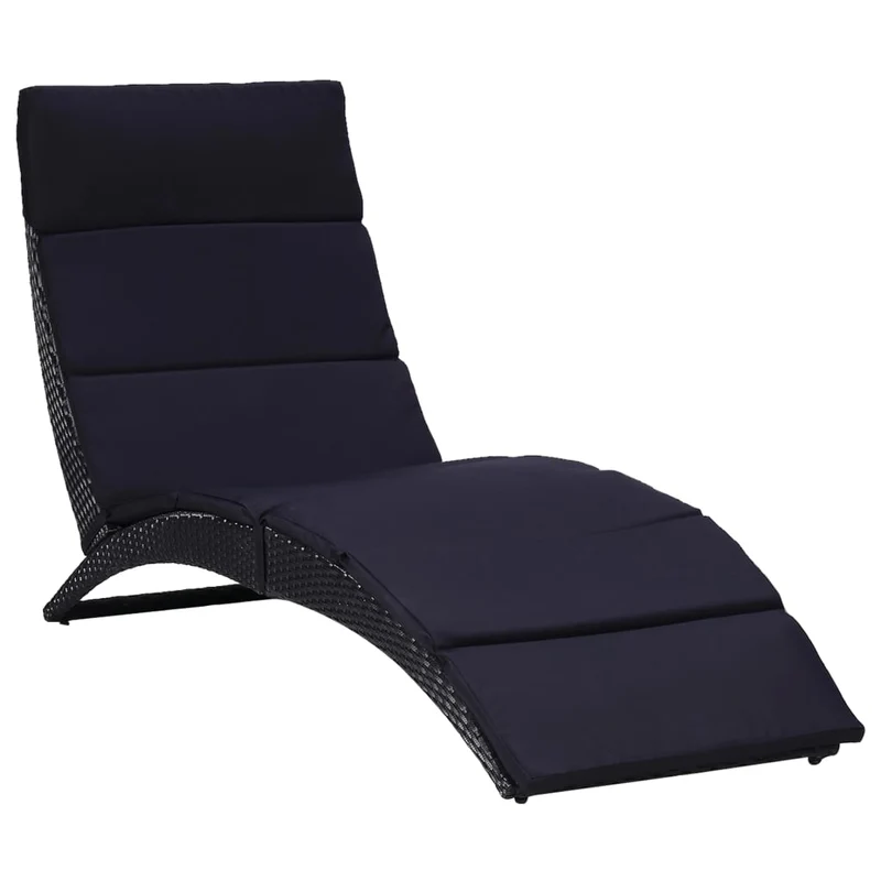Ligbed – Loungebank – Zonnebed – Ligstoel – Zonnebedje – Inklapbaar – Weerbestendig PE Rattan – Inclusief Polyester Kussen – Grijs