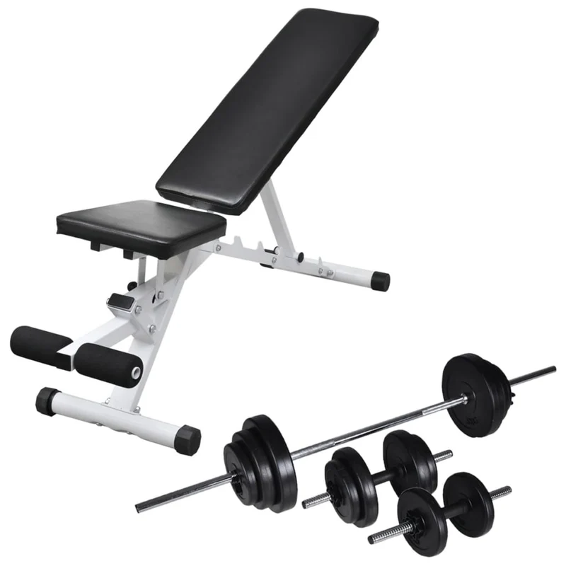 Halterset – Dumbbellset – Halterstang – Fitnessgewichten – Krachttraining – Verstelbare Trainingsbank – Compleet 30,5 kg Gewichtenspakket