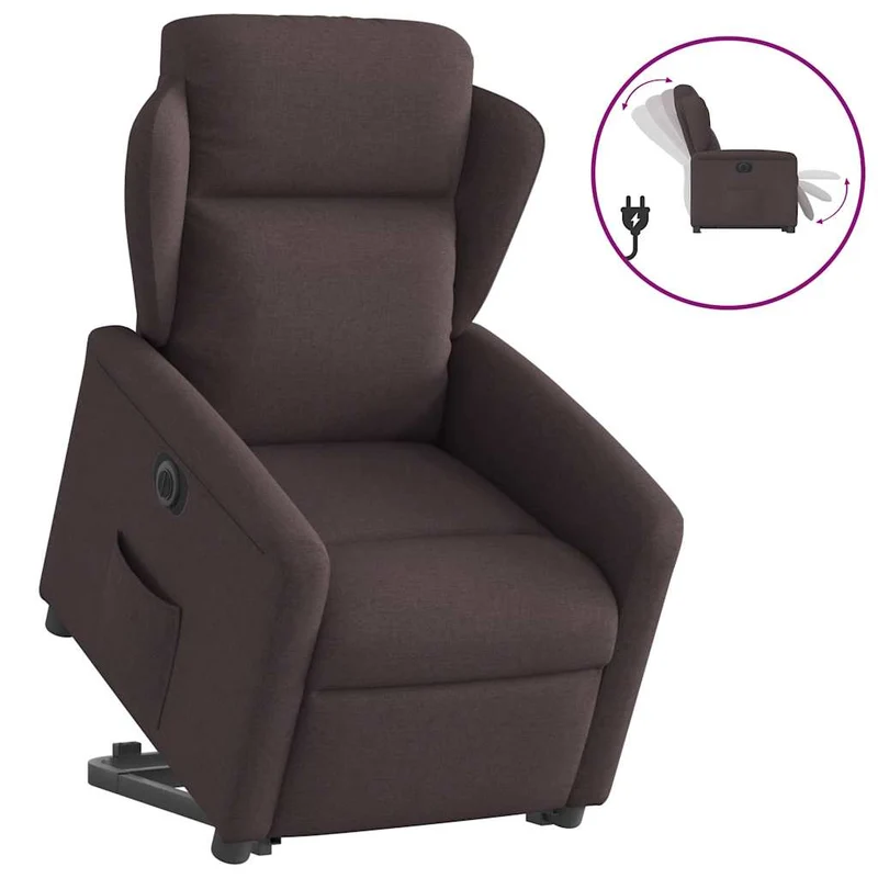 Elektrisch Verstelbare Sta-op Fauteuil – Relaxstoel – Senior Fauteuil – Opsta Stoel – Verstelbare Stoel – Elektrische Sta-op Functie – Ademend Stoffen Bekleding Donkerbruin