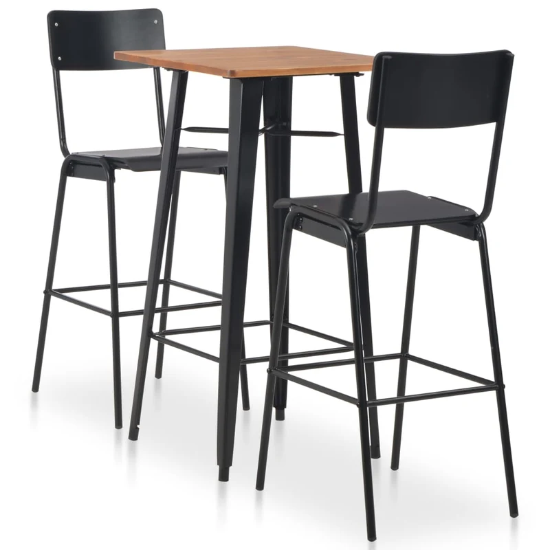 Barset – Barkrukken – Bartafel – Eetset – Zithoek – Compact en Ruimtebesparend – Massief Dennenhouten Tafelblad