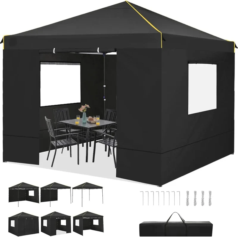 Tuinpaviljoen – Tuinkamer – Tuinoverkapping – Pop-Up Tent – 3x3 Meter – Waterdicht – UV-Bescherming - Zwart