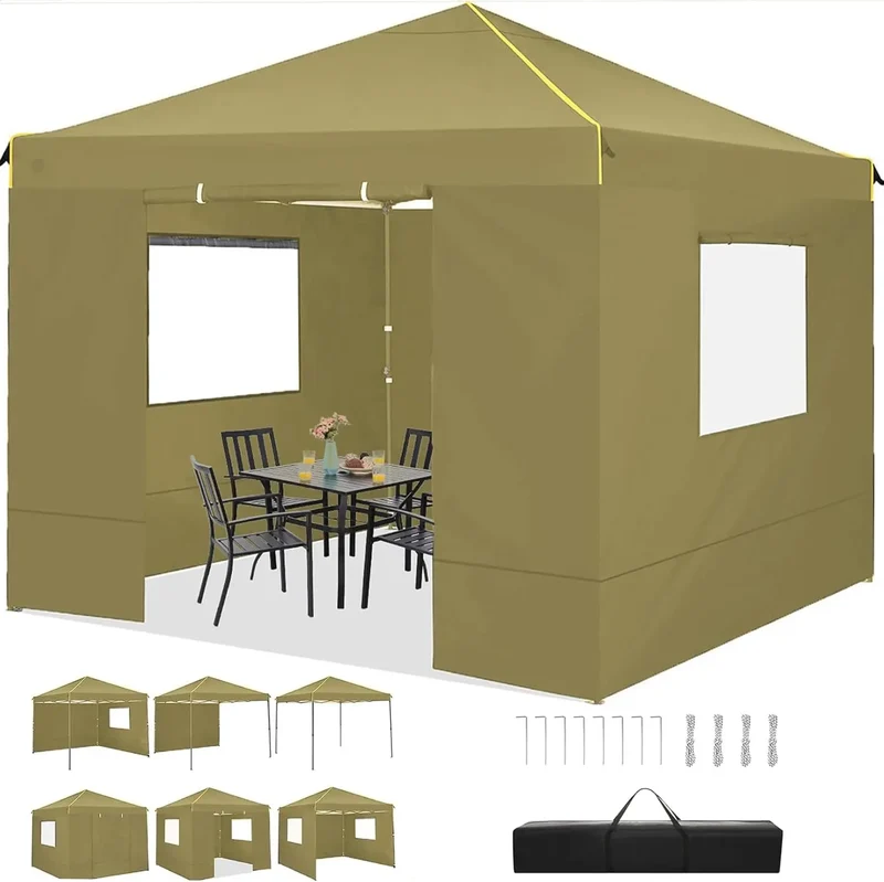 Tuinpaviljoen – Tuinkamer – Tuinoverkapping – Pop-Up Tent – 3x3 Meter – Waterdicht – UV-Bescherming - Khaki