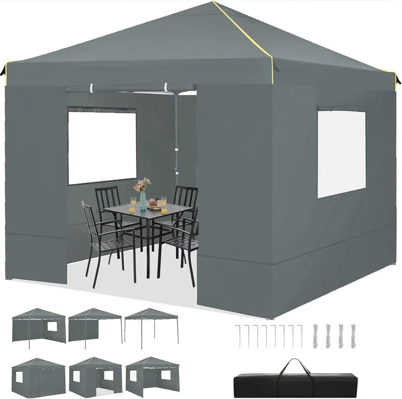 Tuinpaviljoen – Tuinkamer – Tuinoverkapping – Pop-Up Tent – 3x3 Meter – Waterdicht – UV-Bescherming - Grijs
