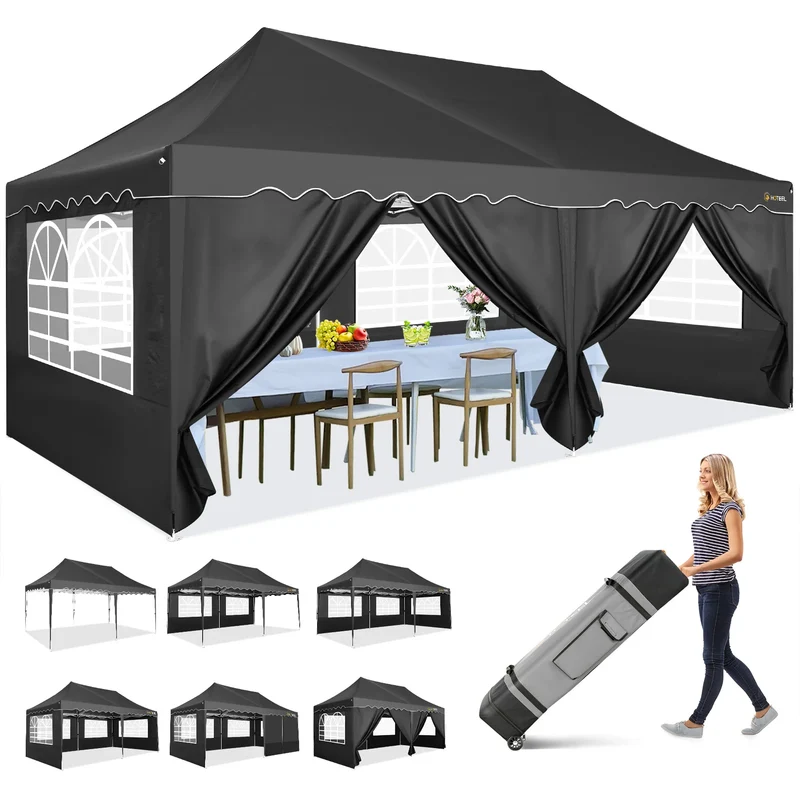 Tuinpaviljoen – Tuentent – Feesttent – Markttent – Overkapping – Waterdicht Oxford Stof – UPF 50+ Bescherming - 3 x 6 Meter - Zwart