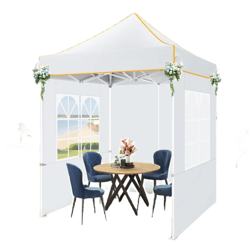 Partytent – Pop-Up Luifel – Zonnescherm – Overkapping – Tuinpaviljoen – Waterdicht Oxford Doek – Verstelbare Hoogte - 2 x 2 Meter - Wit