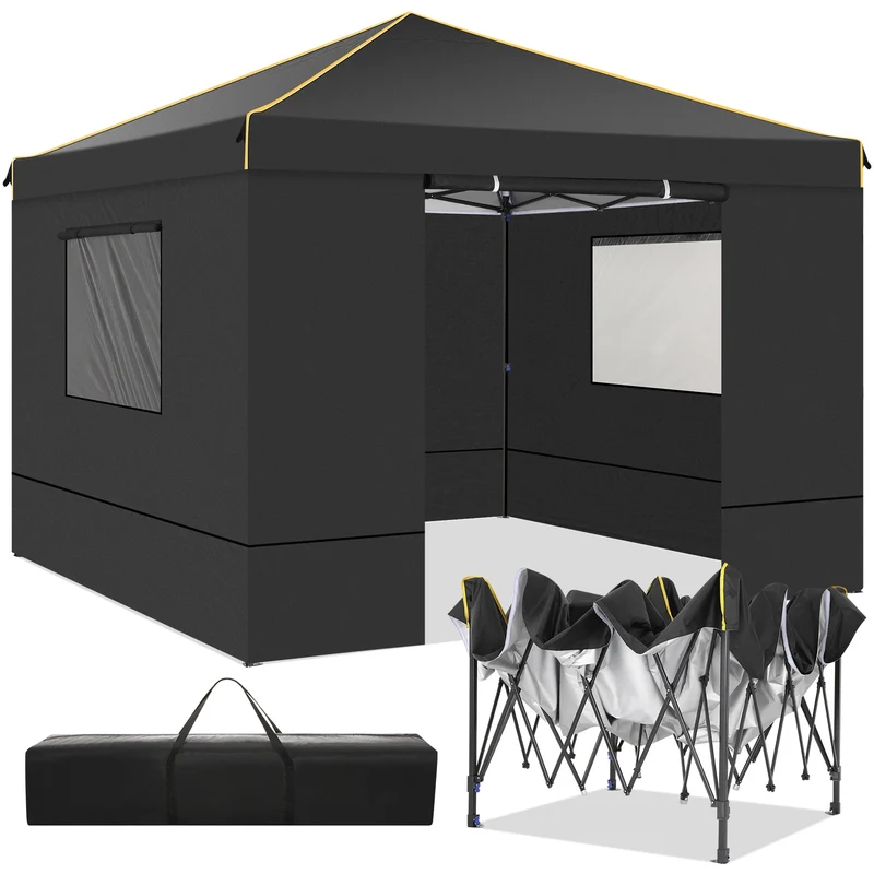 Opvouwbare Luifeltent – Tuin Tent – Partytent – Schaduwdoek – 3x3 Meter – Waterdicht Oxford Doek – Verstelbare Zijwanden - Zwart