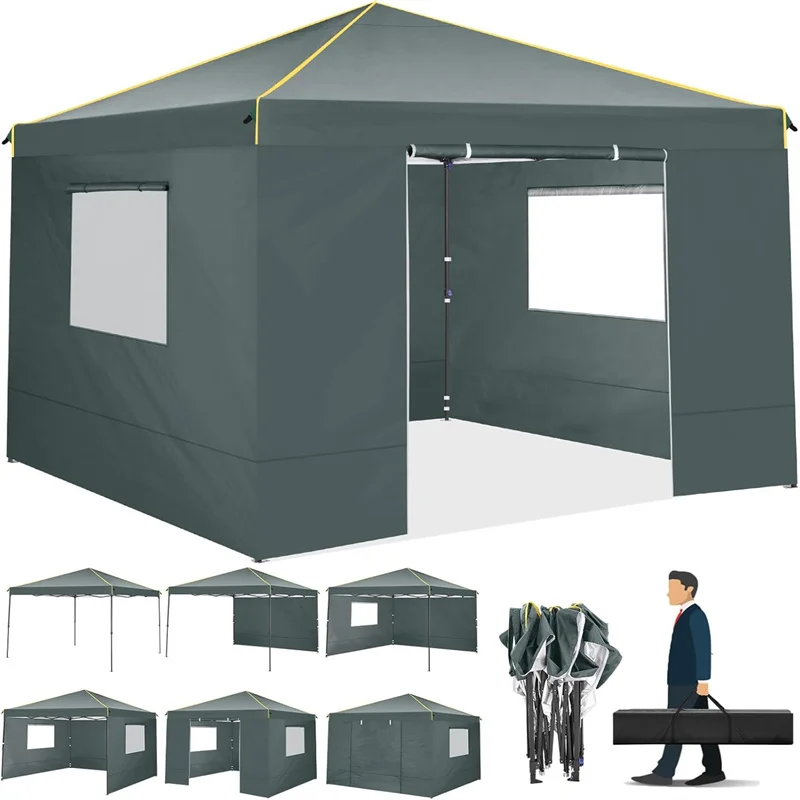 Opvouwbare Luifeltent – Tuin Tent – Partytent – Schaduwdoek – 3x3 Meter – Waterdicht Oxford Doek – Verstelbare Zijwanden - Grijs