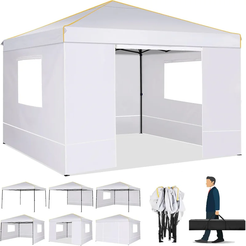 Opvouwbare Luifeltent – Tuin Tent – Partytent – Schaduwdoek – 3x3 Meter – Waterdicht Oxford Doek – Verstelbare Zijwanden - Wit