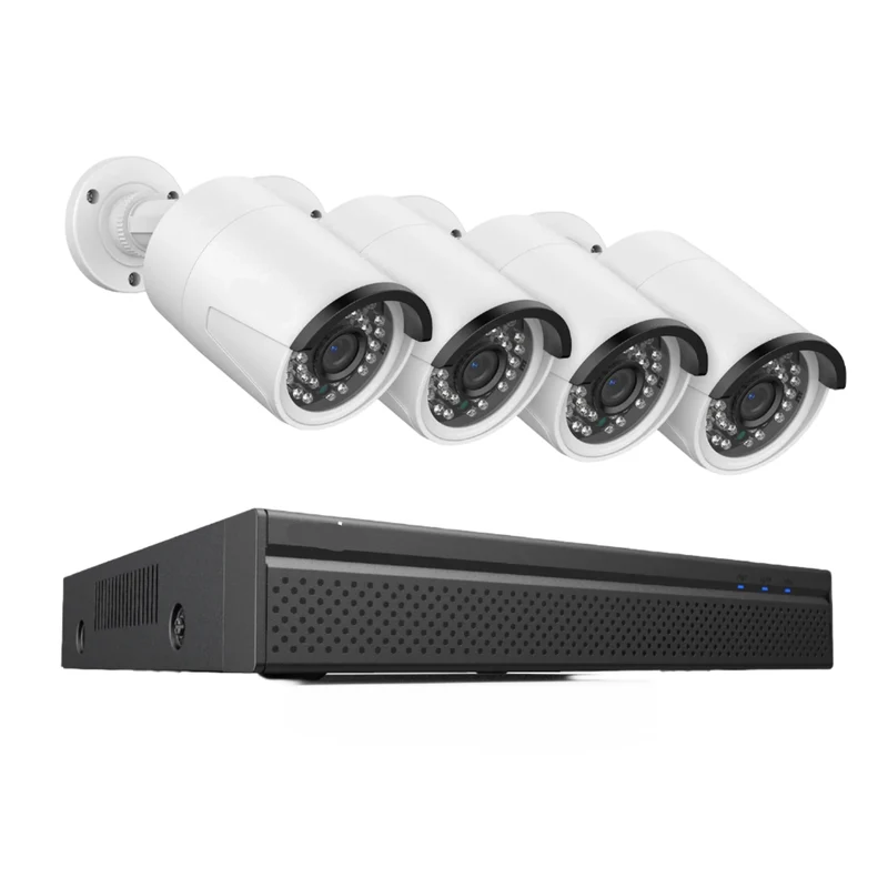 Beveiligingssysteem – 4 Stuks - Camerasysteem – PoE Camera – NVR Systeem – 5MP Resolutie – Nachtzicht 30 Meter – Bewegingsdetectie - 8CH - 1TB
