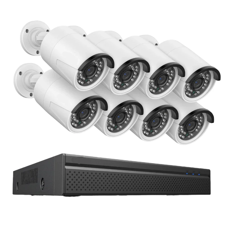 Beveiligingssysteem – 8 Stuks - Camerasysteem – PoE Camera – NVR Systeem – 5MP Resolutie – Nachtzicht 30 Meter – Bewegingsdetectie - 8CH - 1TB