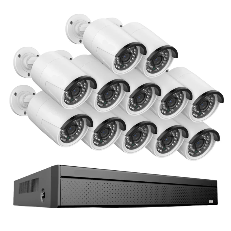 Beveiligingssysteem – 12 Stuks - Camerasysteem – PoE Camera – NVR Systeem – 5MP Resolutie – Nachtzicht 30 Meter – Bewegingsdetectie - 16CH - 4TB