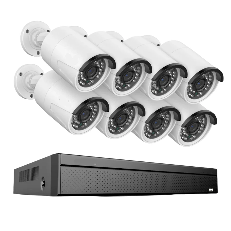 Beveiligingssysteem – 8 Stuks - Camerasysteem – PoE Camera – NVR Systeem – 5MP Resolutie – Nachtzicht 30 Meter – Bewegingsdetectie - 16CH - 1TB