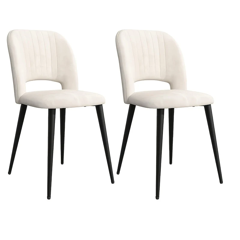 2pcs Upholstered Velvet Dining Chairs, Modern Kitchen Chairs, Living Room Chair, Makeup Chair, Reception Chair with Metal Legs for Living Room, Kitchen, Bedroom 48x45x85cm White, Furniture For Home, Bedroom Seating, Wingback