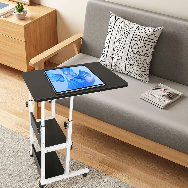 Laptop Table Notebook Table Desk Side Table With Shelf Height Adjustable 60x40x76-86.5cm Black