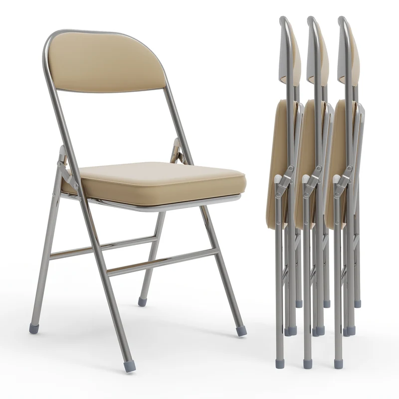 4pcs PU Leather Conference Chairs Set - Heavy-Duty Stackable Dining Chairs with Cushioned Seats & Backrests, No Assembly Required, Modern White/Black/Beige/Gray for Meeting Rooms, Cafeterias, Reception & Events - Heavy-Duty I