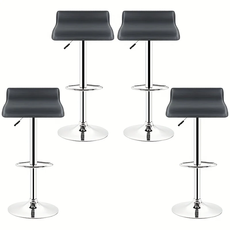 4pcs Black Commercial Bar Stools | Heavy-Duty Vegan Faux Leather Seating for Restaurants & Cafes, Adjustable Height Counter Stools (Easy-Clean & Bistro Style)