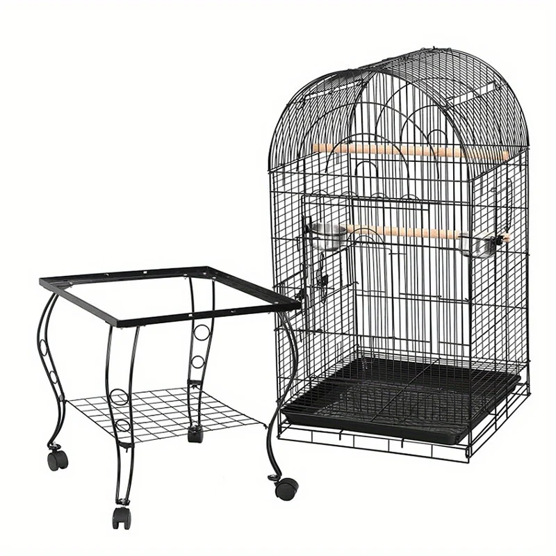 Vogelkooi – Vogelvolière – Parkietenkooi – Kanariekooi – Kooi – Met Open Dak – Met Trolley – 59x59x150 cm – Metalen Frame