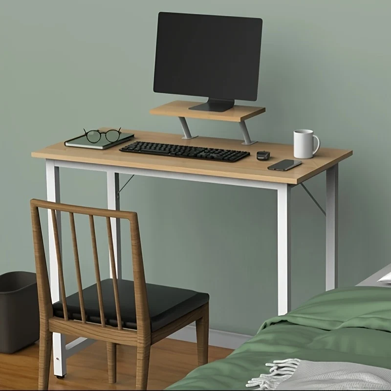 Space-Saving Office Desk 80x40x75cm With Monitor Mount | Nordic Home Office Desk Compact 40cm Width | 80x40cm Slim Desktop Fits 27-inch Monitor + Laptop