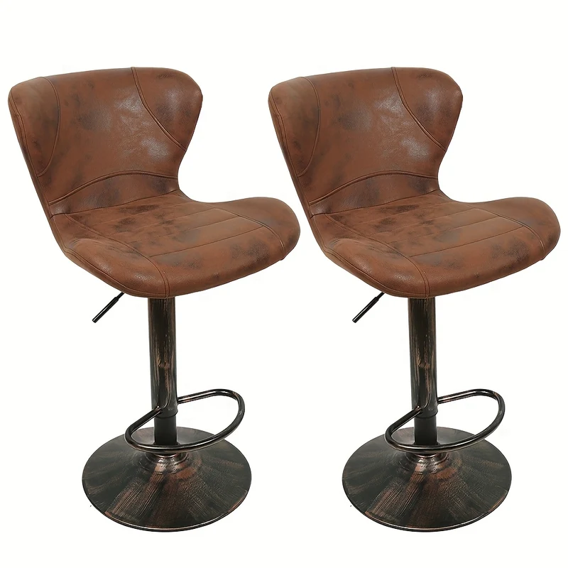 Set Of 2 Modern PU Leather Bar Stools - Kitchen Island And Counter Height Stools, Commercial Grade Bar Stools With Upholstered Seats And Easy Clean Design, Perfect For Home Bars, Cafe Style