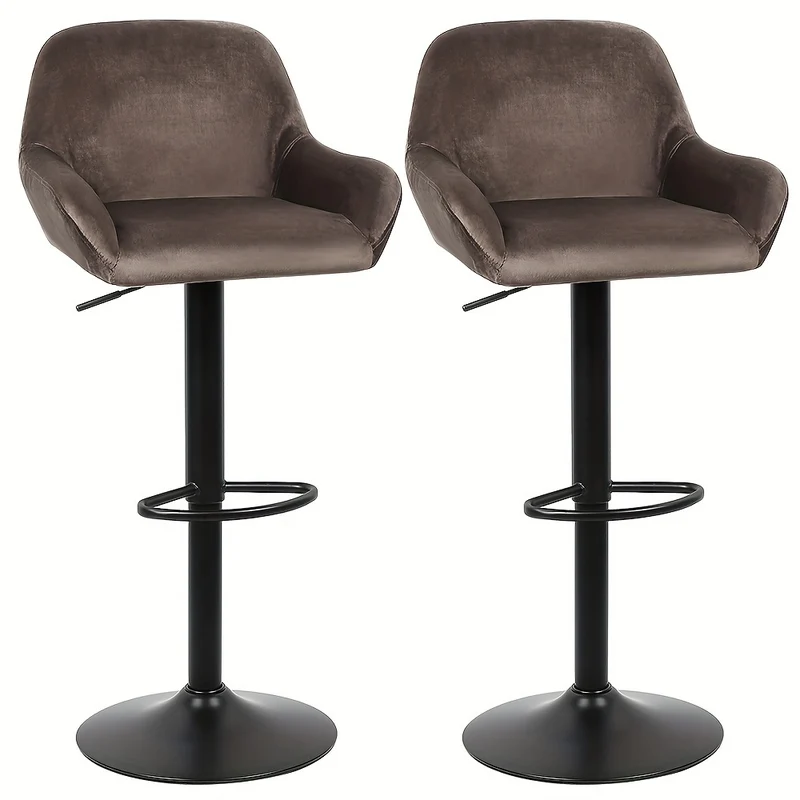 2pcs Luxe Velvet Bar Stools with Armrests - Extra-Wide for 90cm Counter Height Island Stools, Certified Upholstery & Ergonomic Design for Modern Kitchens & Dining Rooms