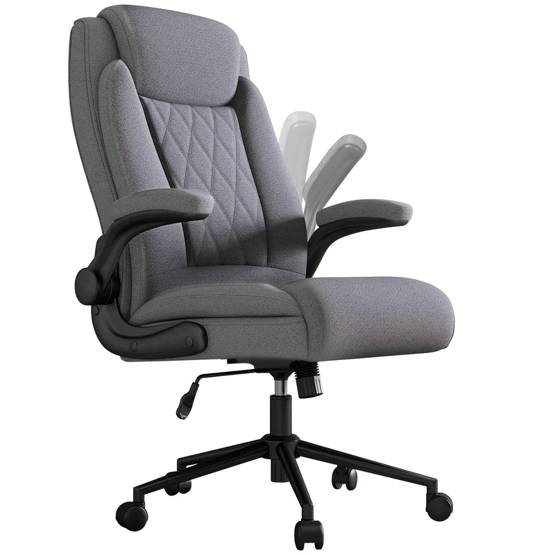 Bureaustoel – Ergonomische Stoel – Office Chair – Draaistoel – Bureaustoelen – Extra Stevig Tot 500 kg – 120° Kantelfunctie Met Opklapbare Armleuningen – Donkergrijs