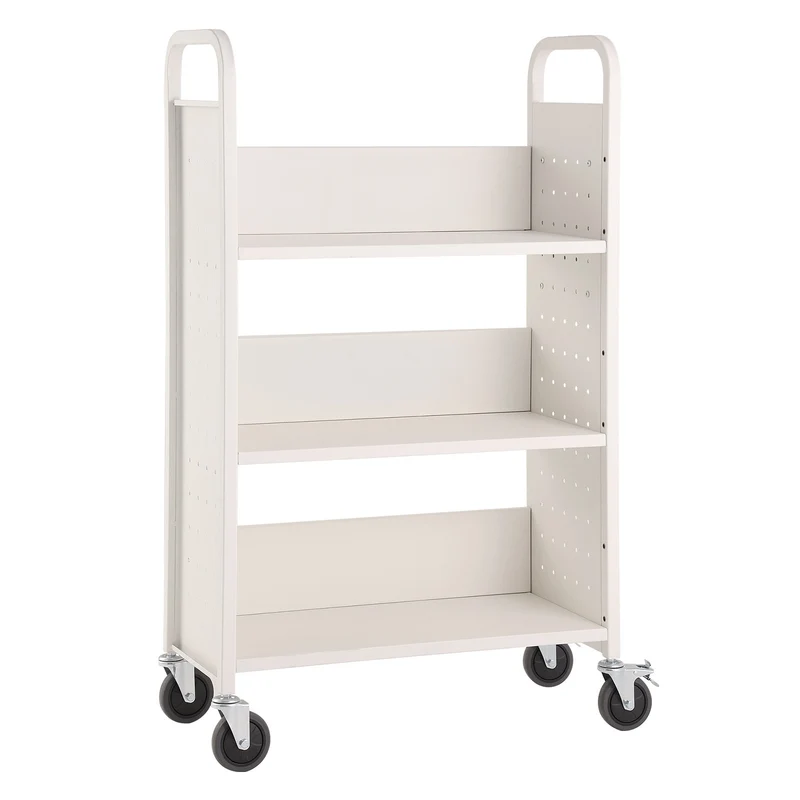 Boekwagen – Boekenwagen – Transportwagen – Bibliotheekwagen – Karretje – Stevige Koolstofstaal Constructie – 150 kg Draagkracht Met 360° Zwenkwielen en Remfunctie