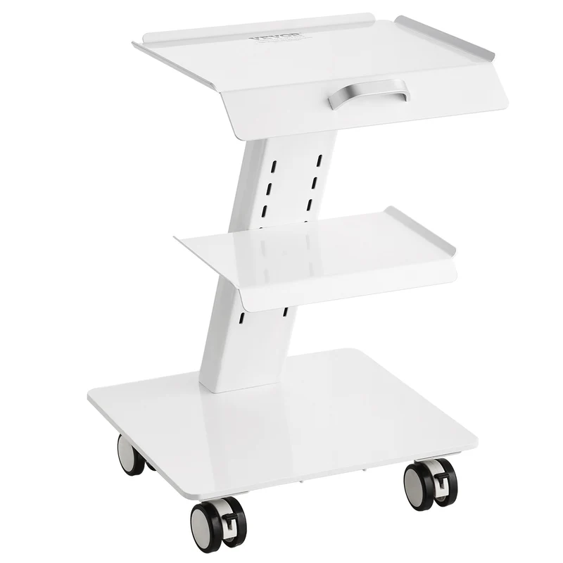 Labwagen – Mobiele Trolley – Werkwagen – Servicekar – Transportkar – Roestvrij Staal – 3-Laags – Geruisloze Zwenkwielen