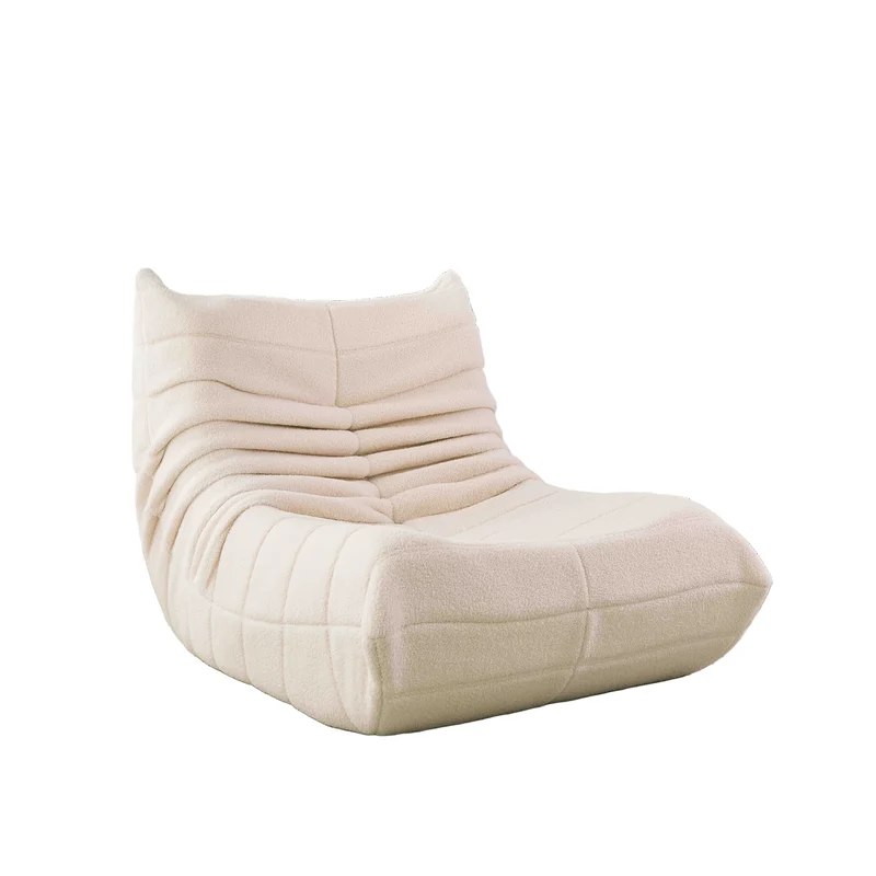Vloerloungestoel – Zitzak – Leunstoel Zonder Armleuning – Poef – Loungestoel – Beige Sherpa Stof – Ergonomisch Ontwerp – Hoogwaardig Memory Foam