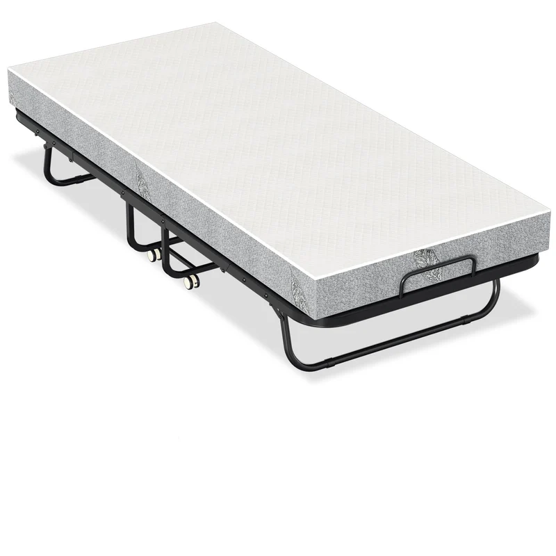 Opvouwbaar Bed – Logeerbed – Vouwbed – Opklapbed – Reisbbed – Metalen Frame – 90x200 cm – 13 cm Schuimmatras – Draagkracht 200 kg