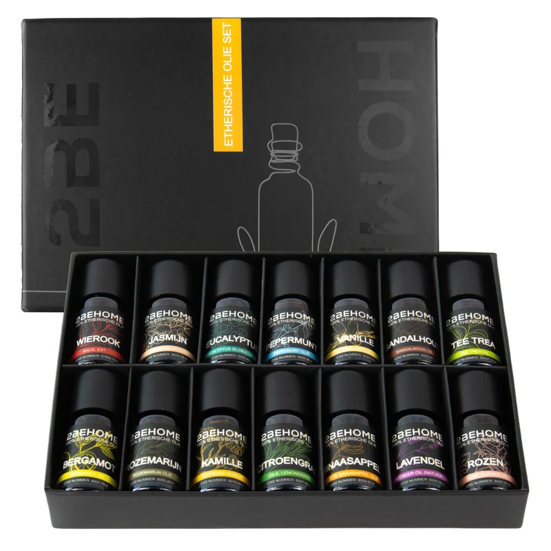 2BEHOME Etherische Olie Set - Cadeauset van 14 Geuren - Essentiële olie diffuser - Essentiële oliën