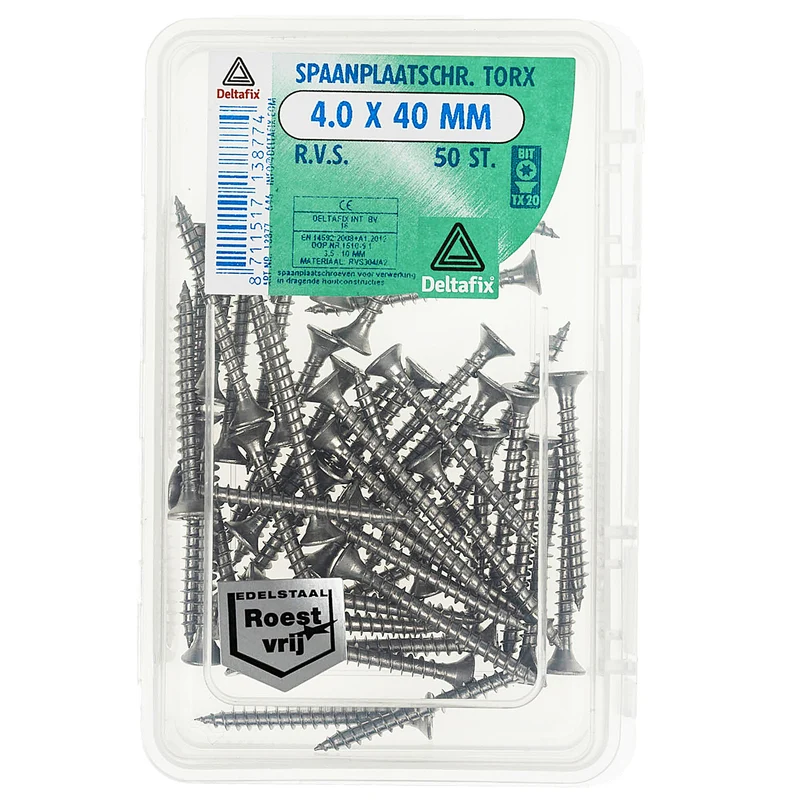 Deltafix spaanplaatschroef platkop 4x40mm 50st