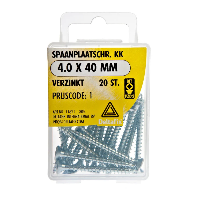 Deltafix spaanplaatschroef pozidrive platkop 4x40mm 20st
