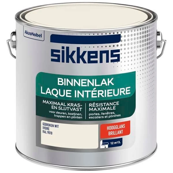 Sikkens Binnenlak hoogglans RAL9010 2,5L