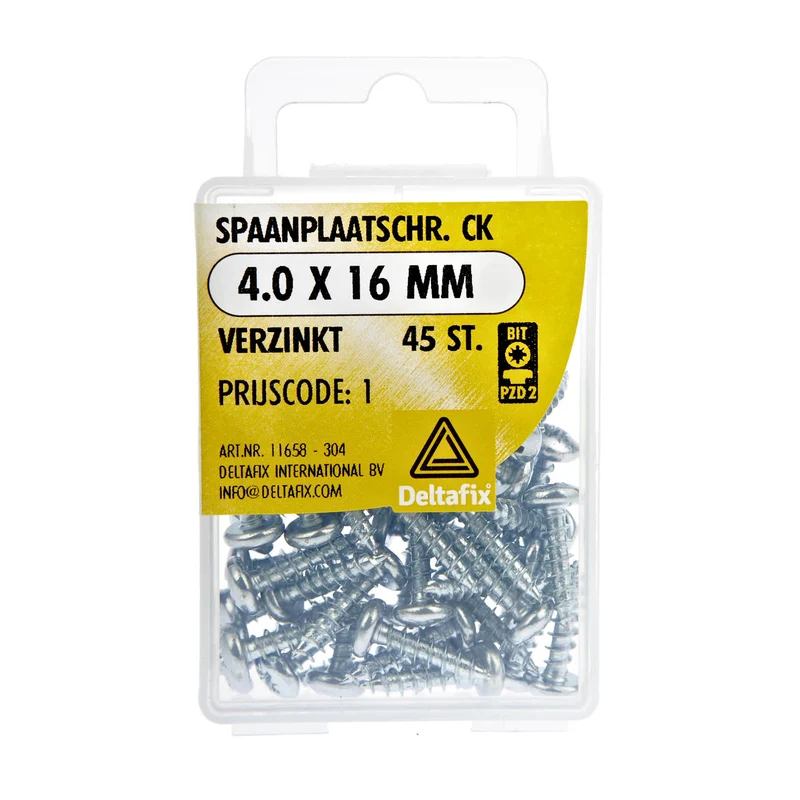 Deltafix spaanplaatschroef pozidrive cilinderkop 4x16mm 45st