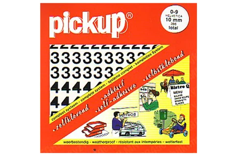 Pickup Helvetica plakcijfer boekje 0-9 mat wit 10mm