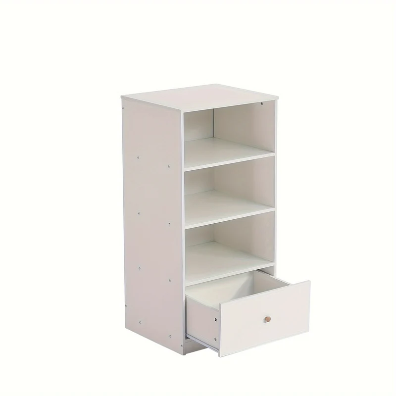 Boekenkast – Boekenkastje – Opbergkast – Wandkast – Dressoir – Wit – Stil Schuiflade – 3-Lagen Opbergruimte – Vrijstaand Zonder Stroom