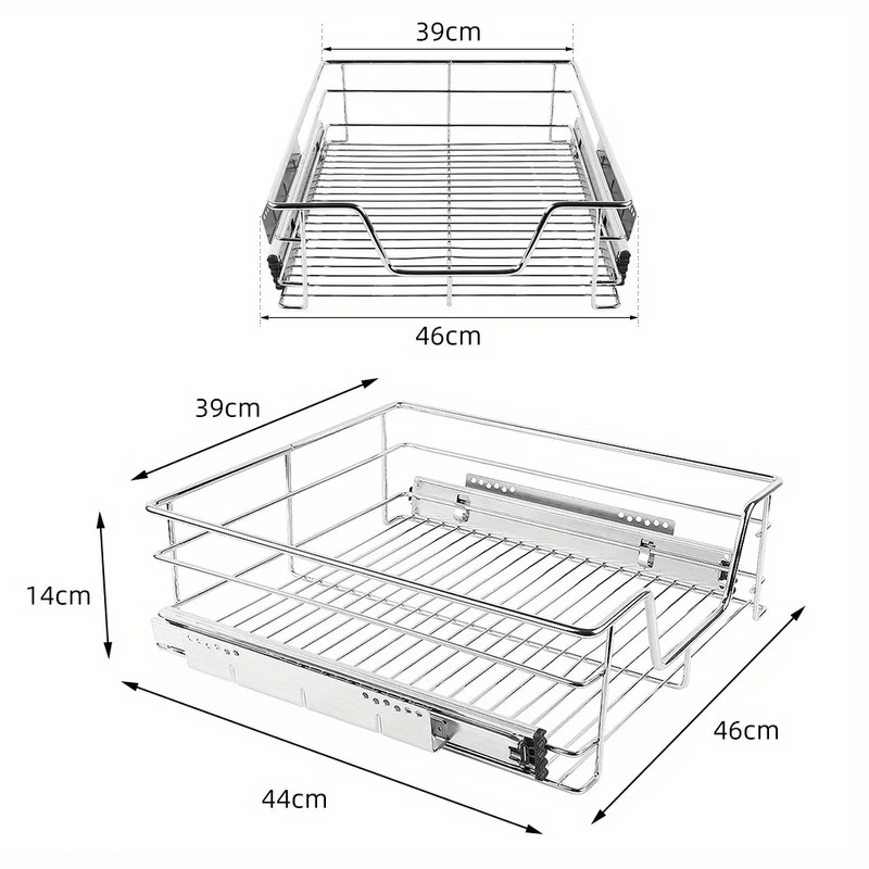 Ladeverdelersysteem – Lade Organizer – Uittrekbare Lade – Kast Organizer – Opbergmand – Verstelbare Hoogte 39/49 cm – Stevig Metaal Met Wit Coating