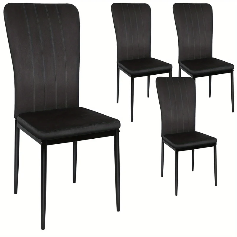 Eetkamerstoel – Kuipstoel – Stoel – Dining Chair – Set Van 4 – Zwart – Velvet Bekleding – Hoog Rugleuning – Metalen Frame – 40x37x97 cm – Max. Draagvermogen 120 kg