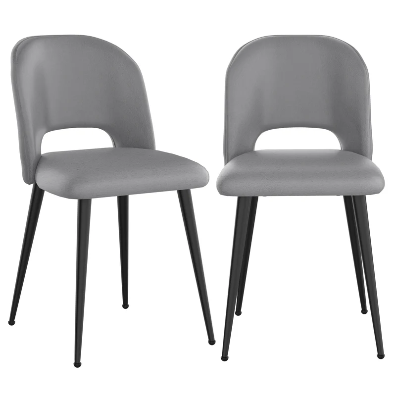Eetkamerstoel – Stoel – Dining Chair – Keukenstoel – Dining Room Chair – Grijs Fluwelen Bekleding – Ergonomisch Ontwerp – 48x45x85 cm Compact Formaat