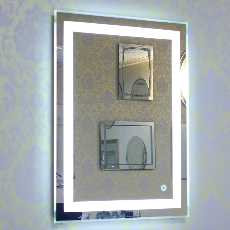Badkamerspiegel – Wandscherm – Spiegelkast – Make-up Spiegel – Vergrotende Spiegel – Anti-Condens – 60x80 cm – Roestvrijstalen Frame